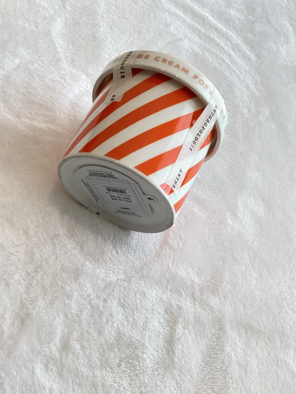 Anthropologie Ceramic Candle Ice Cream Gourmand Orange Cream Popsicle Pint New